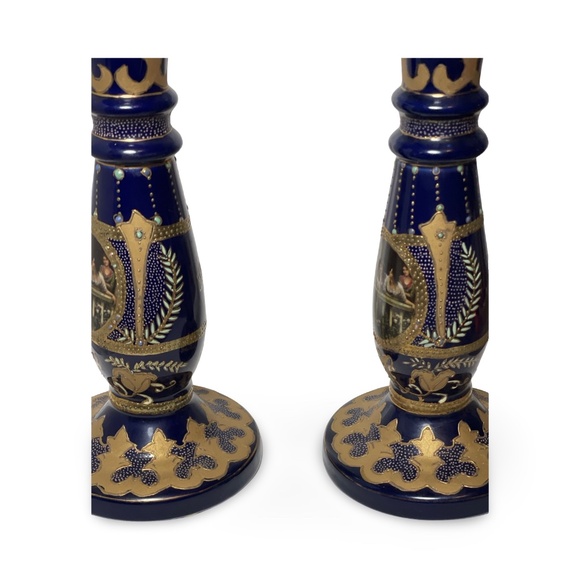 ROYAL LIMOGES CANDLESTICKS HAND PAINTED - Picture 6 of 12